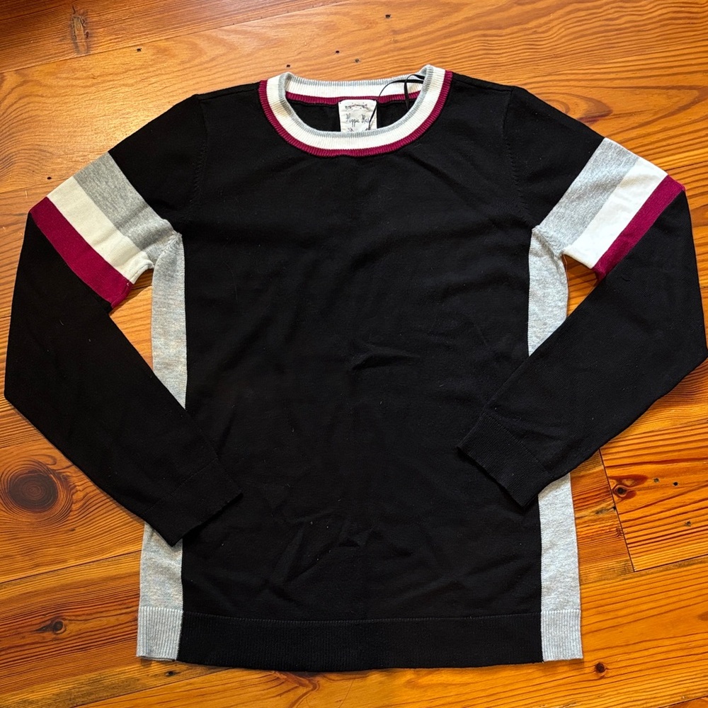 Hippie Rose Black and Gray Crewneck with Burgundy Accents